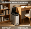 10L -50LStainless Steel Step Trash Can with Dual Compartment, Hands-Free Pedal Garbage Bin