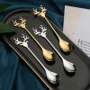4pcs /Pack Christmas Deer Stirring Spoon Coffee Dessert Scoop