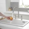 Modern Double Handle 2 Holes Deck Mount Bridge Kitchen Faucet With 360 Swivel Spout Sink Faucet In Matte Black