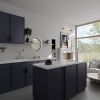 Modern Double Handle 2 Holes Deck Mount Bridge Kitchen Faucet With 360 Swivel Spout Sink Faucet In Brushed Nickel