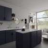 Modern Double Handle 2 Holes Deck Mount Bridge Kitchen Faucet With 360 Swivel Spout Sink Faucet In Brushed Nickel
