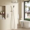 Wall-mounted shower faucet set - 10-12inch square overhead spray + handheld shower head with pressure balance and temperature control valve