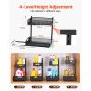 Under Sink Organizer, 2 Pack 2-Tier Pull Out Cabinet Organizer with 4-Level Height Adjustment, Metal Slide Out Shelf