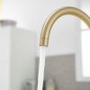 Modern Double Handle 2 Holes Deck Mount Bridge Kitchen Faucet With 360 Swivel Spout Sink Faucet In Matte Black