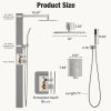 Wall-mounted shower faucet set - 10-12inch square overhead spray + handheld shower head with pressure balance and temperature control valve