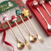 6pcs /Pack Christmas Cartoon Shape Stainless Steel Tableware