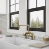 2-Handle 2 Holes Deck Mount Modern Kitchen Faucet With 360 ° Swivel Spout In Matte Black